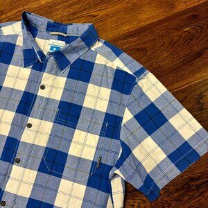 Columbia Shirt Mens XL Blue Striped Short Sleeve Button Down Regular Fit